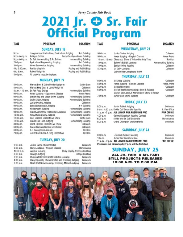 Perry County 2021 Fair Official Program and Entertainment Schedule — Perry County Ohio